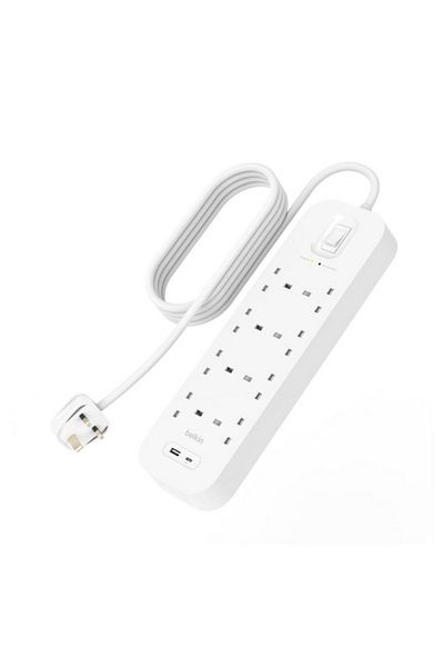 Belkin وصلة طاقة 18 وات 8 طرق 2 منفذ USB وواقي من زيادة التيار 2 متر