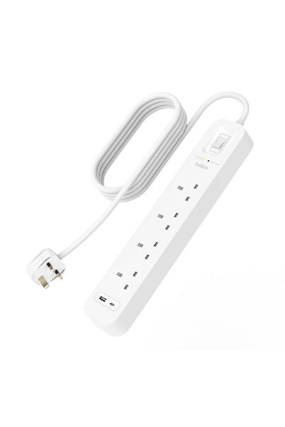 Belkin وصلة طاقة 18 وات 4 اتجاهات 2 منفذ USB وواقي من زيادة التيار 2 متر