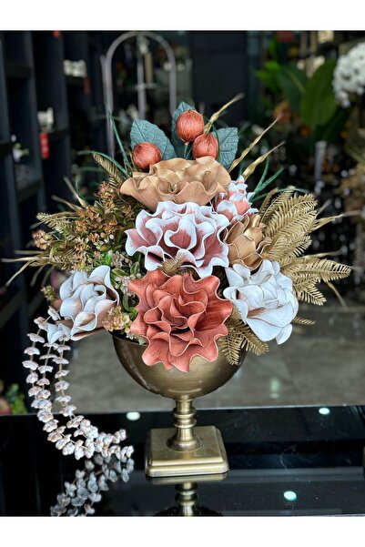 TASARIMHMODA Yapay Çiçekli Antik Kare Ayaklı Vazo No:13