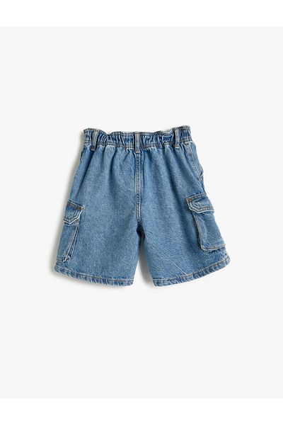 Koton Blugi Cargo din Bumbac - Pantaloni scurti cu clapă, buzunar și talie elastică