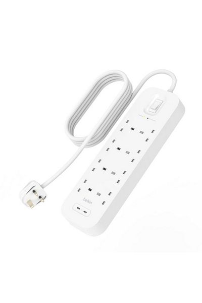 Belkin 30W 8-Way 2-USB Power Extension Surge Protector 2m