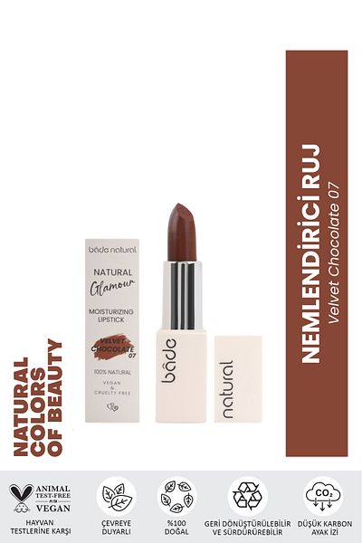 Bade Natural Moisturizing Lipstick Velvet Chocolate 07 100% Natural