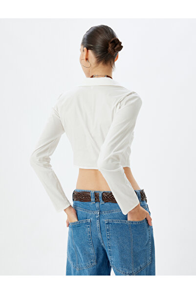 Koton Πουκάμισο Crop με μακριά μανίκια με φερμουάρ