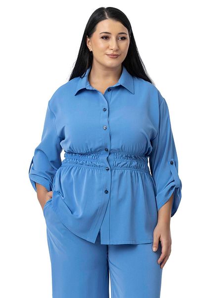 DISENTIS MODEST Pantaloni cămașă cu șnur cu talie elastică de mărime mare Set de două piese albastru