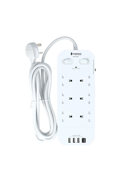 startech سلك تمديد الطاقة المكون من 6 منافذ مع 3 منافذ USB HN6089