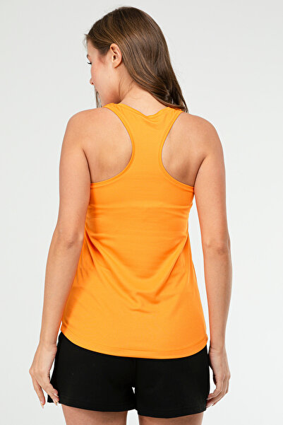 speedlife Orange Regular Plain Micro Open Collar Sleeveless Women's T-Shirt Sf0709