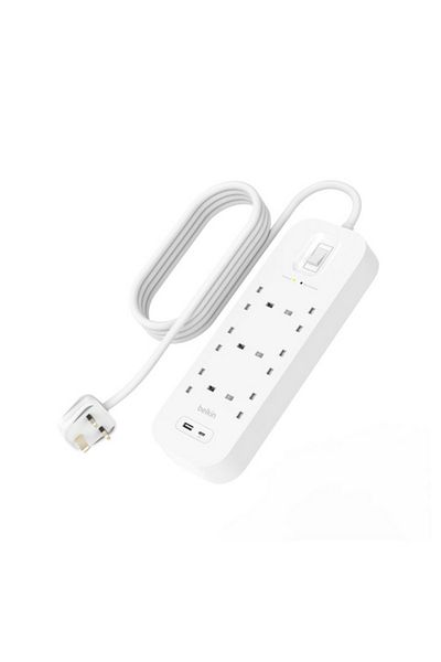 Belkin 18W 6-Way 2-USB Power Extension Surge Protector 2m