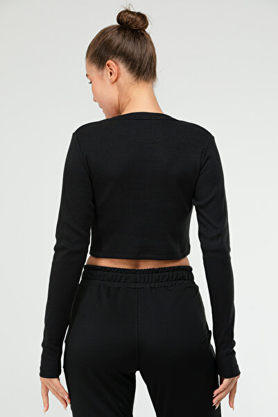 speedlife Black Slim Fit Cotton O Neck Crop Top Camisole Women's T-Shirt Sf0760