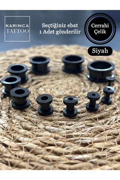Karınca Piercing Siyah Cerrahi Çelik Tünel Piercing