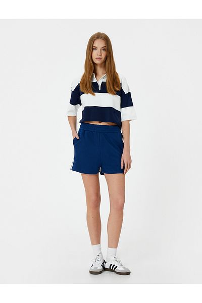 Koton Mini Shorts High Waist Side Line Detail Pocket