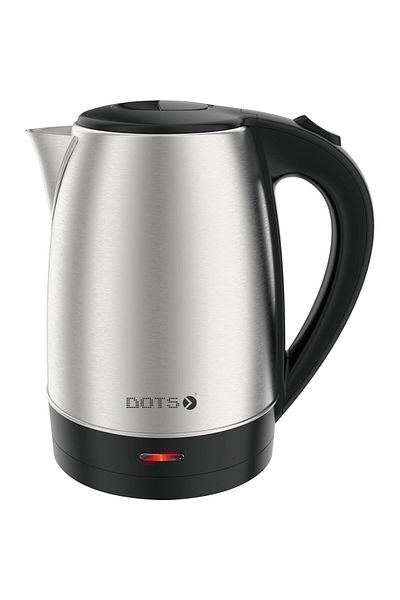 DOTS 1.7 Liter Stainless Steel Water Kettle - 1560 Watt - Silver & Black