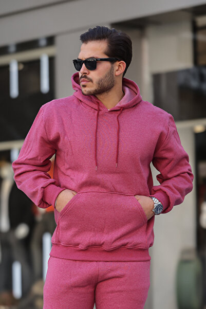 YAKAMEL Мъжка зимна качулка с голям размер - 3-слоен памук, кенгуру джоб, суи...