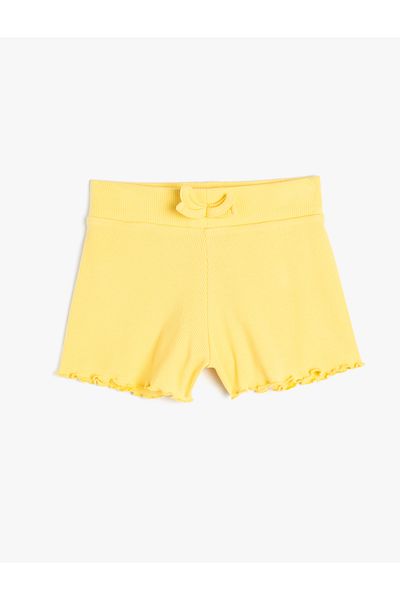 Koton Cotton Ruffle Shorts - Elastic Waist and Ribbed