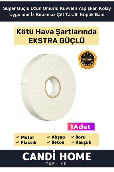 HOBİ CONDİ Premium Long Lasting Strong Adhesive Easy to Apply Non-Marking Double Sided Foam Tape