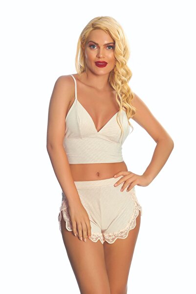 Sistina Wizard Ecru Lace Babydoll Shorts Set - 319 - Size S/M
