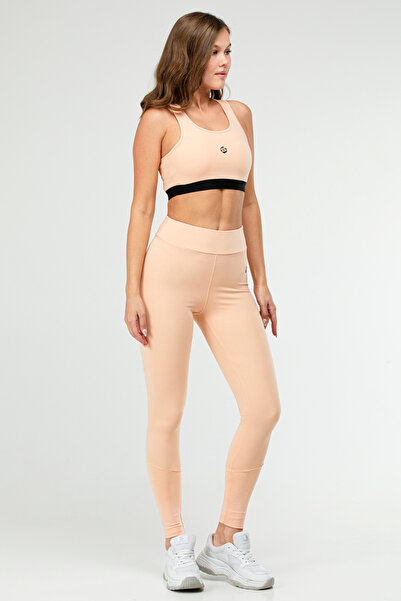 speedlife Salmon Slim Fit Plain Crew Neck Sleeveless Triple Women's Tights Set Sb0799