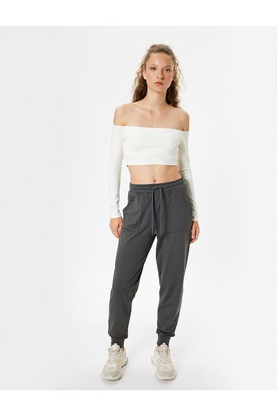 Koton Jogger Sweatpants Ψηλόμεση Interlock Μέση Lace Up Interlock με τσέπες