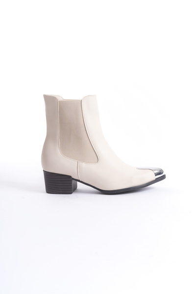 Redoxy Women's Special Design Metal Pointed Toe Elastic Heeled Boots