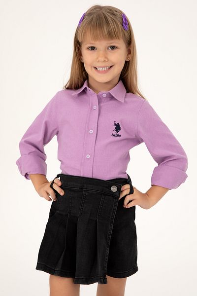 U.S. Polo Assn. Girl's Lilac Long Sleeve Shirt 50297426 -Vr034