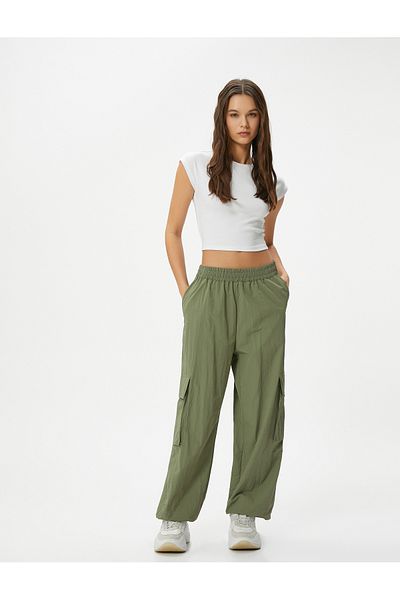 Koton Parachute Pants with Cargo Pocket Standard Waist Jogger Elastic Leg