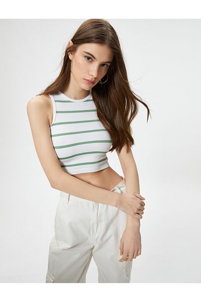 Koton Crop Athlete Crew Neck Sleeveless Slim Fit Ribbed