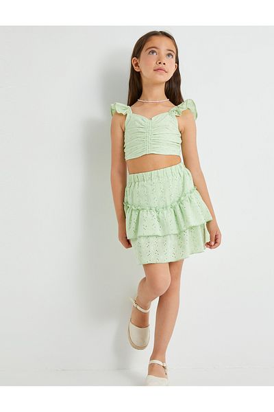 Koton Layered Scalloped Mini Skirt - Elastic Waist