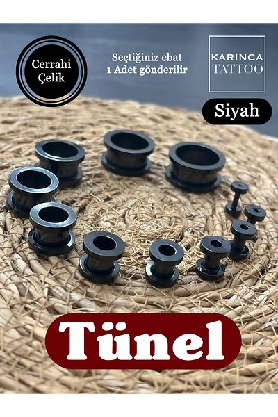Karınca Piercing Black Surgical Steel Tunnel Piercing