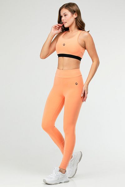 speedlife Set de jambiere triple fără mâneci pentru femei, portocaliu, slim fit, uni, cu gâtul rotund SB0799