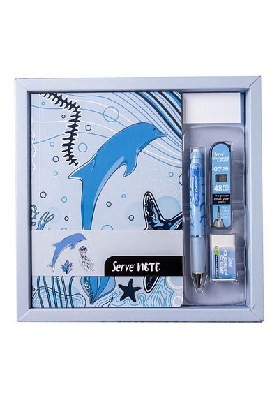 Serve Deep Gift Set - Notebook, Serve Deep Tip Pen, Eraser, Min
