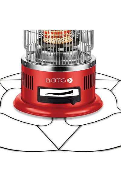 DOTS Electric Heater with 2 Heat Settings - 1800 Watt - Red