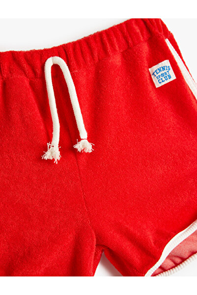 Koton Şort Havlu Kumaş Şerit Detaylı Beli Lastikli Pamuklu