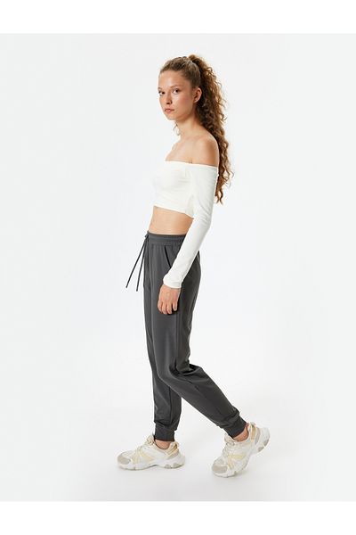 Koton Jogger Sweatpants Ψηλόμεση Interlock Μέση Lace Up Interlock με τσέπες