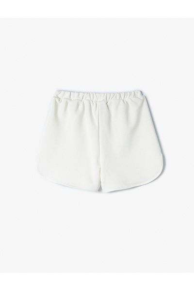 Koton Slogan Embroidered Shorts Relaxed Cut Lace-up Waist Ribbed