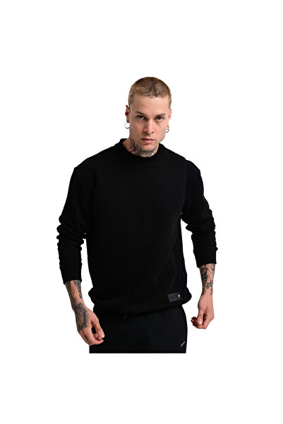 Sportive Alicante Erkek Siyah Günlük Stil Sweatshirt 24KE003-SYH