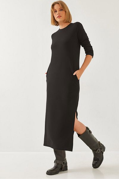 Bianco Lucci Γυναικείο μακρύ φόρεμα από ύφασμα Modal 60351127