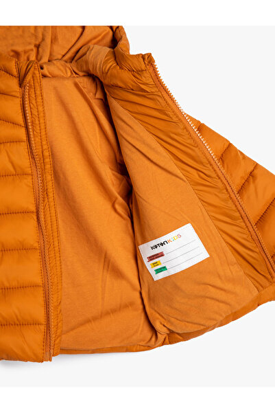 Koton Hooded and Pocket Puffer Jacket with Label Detail