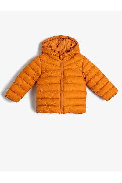 Koton Hooded and Pocket Puffer Jacket with Label Detail