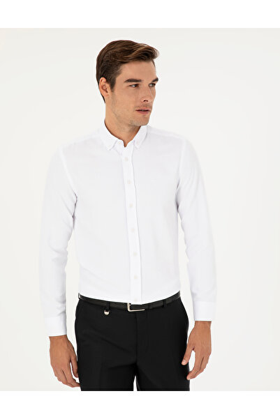 Pierre Cardin Λευκό μακρυμάνικο πουκάμισο Oxford Slim Fit 50289396-VR013