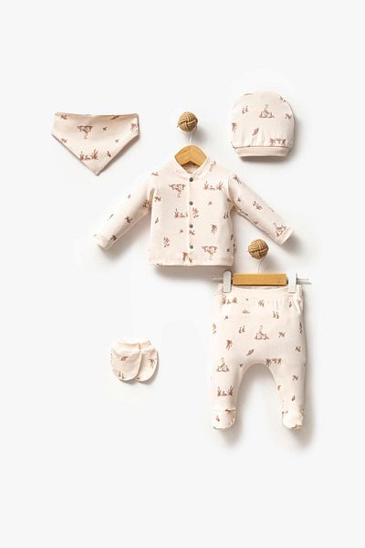 Bubbles 100% Cotton Duck Print Unisex 5 Pieces Hospital Exit Set