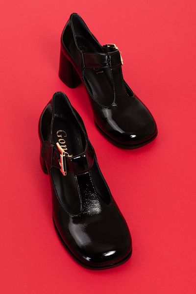Gondol Pantofi cu toc elegant pentru femei din piele naturală cu vârf rotund și tocit mnz.24524