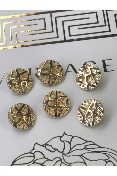 ODDA TASARIM ATÖLYESİ New Collection Gold over Line Detailed Coat-Jacket-Vest 6-Piece Button Set (2.1cm)