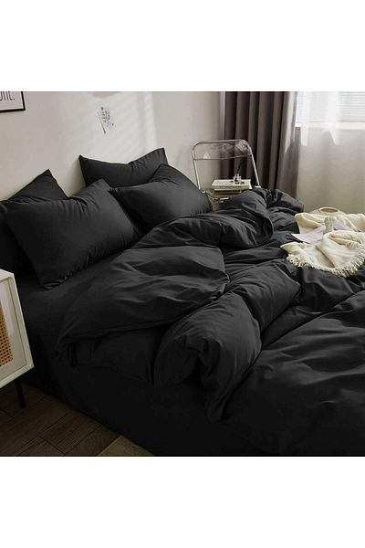 MyStory Home Set cuvertură de pilota unică cu cearșaf elastic negru