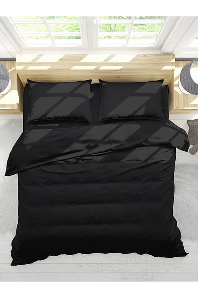 MyStory Home Set cuvertură de pilota unică cu cearșaf elastic negru