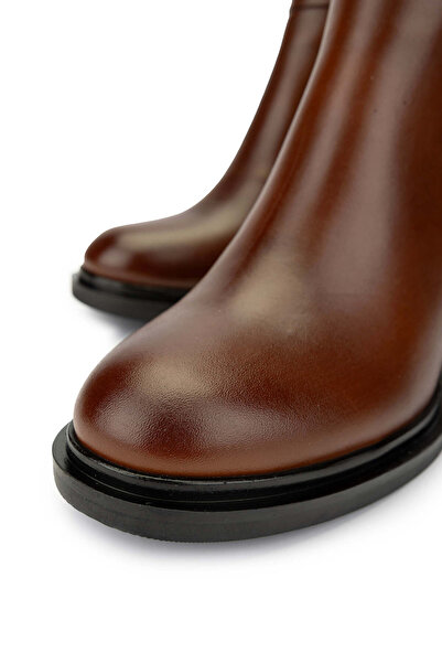 Tamer Tanca Kadın Hakiki Deri Taba Deri Topuklu Bot