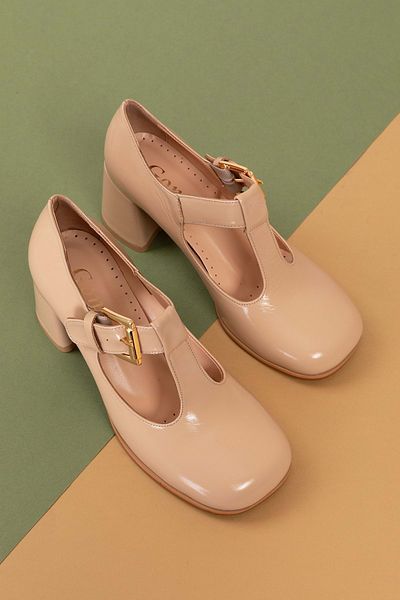 Gondol Pantofi cu toc elegant pentru femei din piele naturală cu vârf rotund Mnz.24524