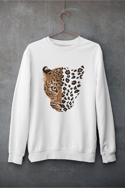 SUNFREE Γυναικείο φούτερ Leopard Model - Oversize Λευκό Γυναικείο Φούτερ