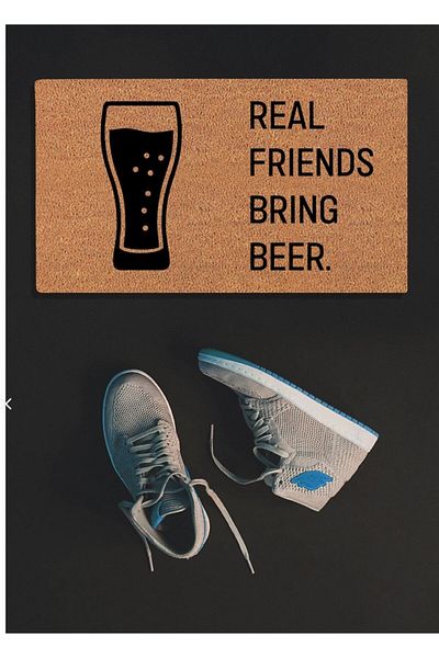 DefLife Home Real Friends Bring Beer Door Front Koko Mat