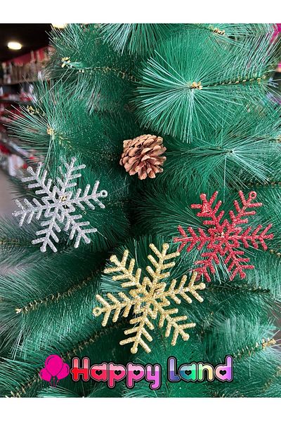 Happyland Christmas Pine Tree 3-Piece Snowflake Ornament 3 Colors Christmas Snowflake Ornament