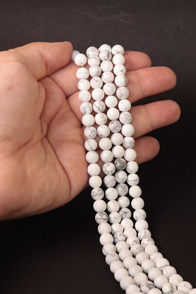 CessNova 8mm String Natural Stone - Certified Howlite (1 Piece)