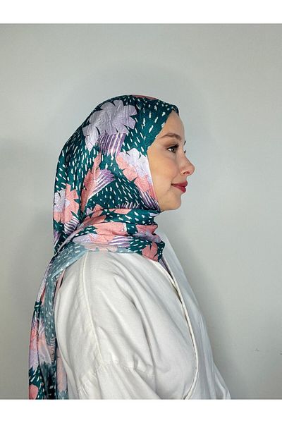 Modakaşmir Tropical Leaf Pattern Shiny Bamboo Shawl